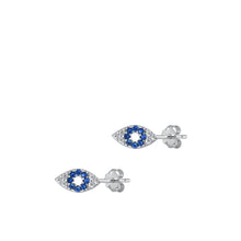 Load image into Gallery viewer, Sterling Silver Rhodium Plated Eye Clear CZ Earrings