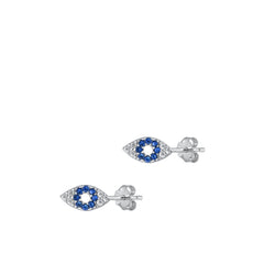 Sterling Silver Rhodium Plated Eye Clear CZ Earrings