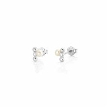 Load image into Gallery viewer, Sterling Silver Rhodium Plated Pearl Earrings