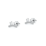 Sterling Silver Rhodium Plated Eyelashes Clear CZ Earrings