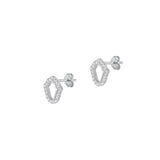 Sterling Silver Rhodium Plated Clear CZ Hamsa Earrings