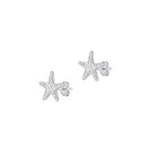 Load image into Gallery viewer, Sterling Silver Starfish Clear CZ Earrings