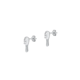 Sterling Silver Rhodium Plated Hair Brush Clear CZ Earrings