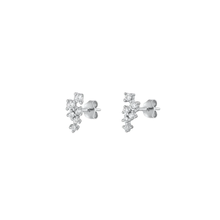 Load image into Gallery viewer, Sterling Silver Rhodium Plated Cluster Clear CZ Earrings