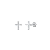 Sterling Silver Rhodium Plated Cross Clear CZ Earrings