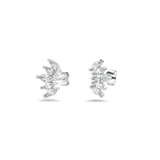 Sterling Silver Rhodium Plated Marquise Cluster Clear CZ Earrings