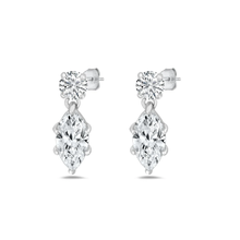 Load image into Gallery viewer, Sterling Silver Rhodium Plated Marquise Clear CZ Earrings