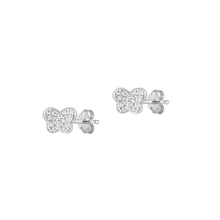 Load image into Gallery viewer, Sterling Silver Rhodium Plated 5mm Butterfly Clear CZ Earrings