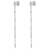 Sterling Silver Rhodium Plated Snake Clear CZ Earrings