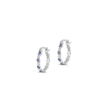 Sterling Silver Rhodium Plated Evil Eye Clear CZ Hoop Earrings