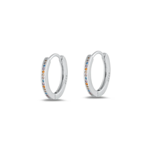 Load image into Gallery viewer, Sterling Silver Rhodium Plated Hoop Multi Colored CZ Earrings