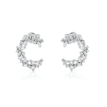 Load image into Gallery viewer, Sterling Silver Rhodium Plated Baguette Cluster Clear CZ Earrings