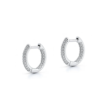 Load image into Gallery viewer, Sterling Silver Rhodium Plated Clear CZ Hoop Earrings
