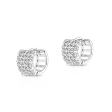 Load image into Gallery viewer, Sterling Silver Rhodium Plated Hoop Clear CZ Earrings