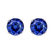 Load image into Gallery viewer, Sterling Silver Rhodium Plated Round Cut Stud Earring Set on Basket Prong Setting with Friction Back Post 2mm