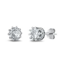 Load image into Gallery viewer, Sterling Silver Round Clear CZ Earrings