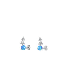 Load image into Gallery viewer, Sterling Silver Rhodium Plated Blue Lab Opal Earrings