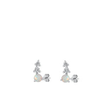 Load image into Gallery viewer, Sterling Silver Rhodium Plated White Lab Opal Earrings
