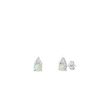 Sterling Silver Rhodium Plated Clear CZ and White Lab Opal Earring