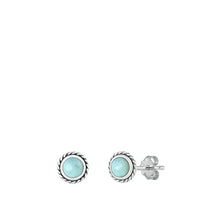 Load image into Gallery viewer, Sterling Silver Oxidized Spiral Cross Genuine Larimar Stone Earrings