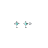 Sterling Silver Oxidized Cross Genuine Turquoise Stone Earrings