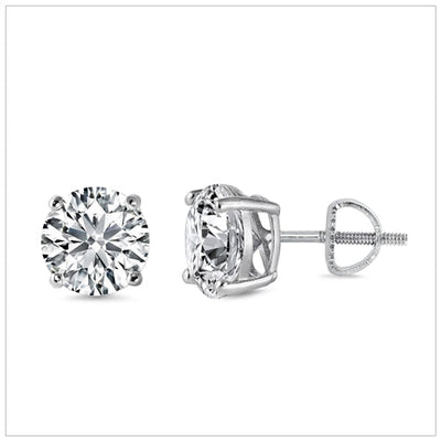 Sterling Silver Rhodium Plated 2MM Lab Created Diamond Earrings