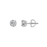Sterling Silver Rhodium Plated Round Lab Grown Diamond Earrings