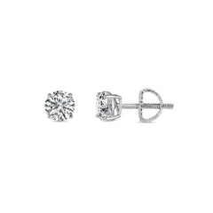 Sterling Silver Rhodium Plated Round Lab Grown Diamond Earrings