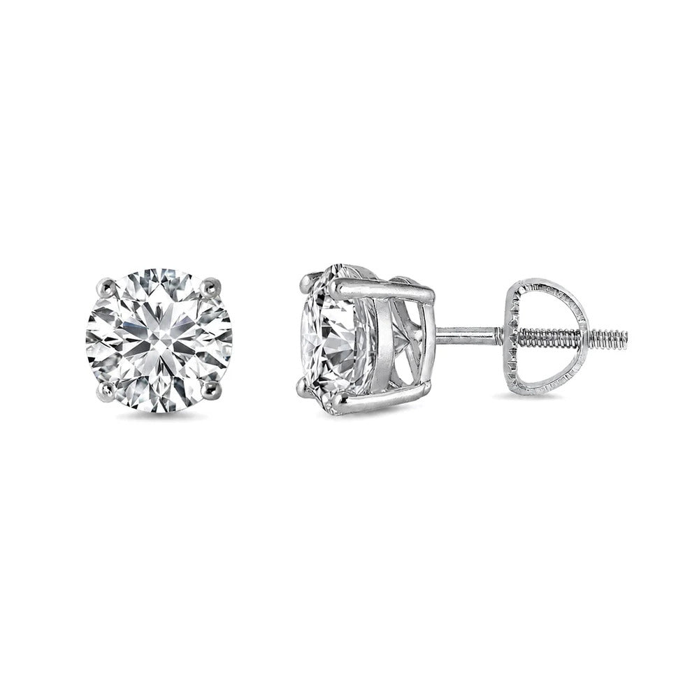 Sterling Silver Rhodium Plated 5.8mm Round Lab Grown Diamond Earrings