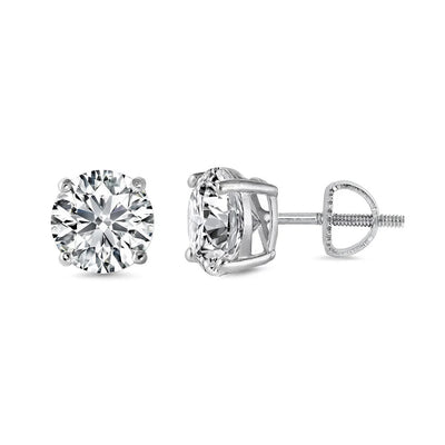 Sterling Silver Rhodium Plated 6.5mm Round Lab Grown Diamond Earrings
