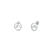 Load image into Gallery viewer, Sterling Silver 11mm Wave Stud Earrings