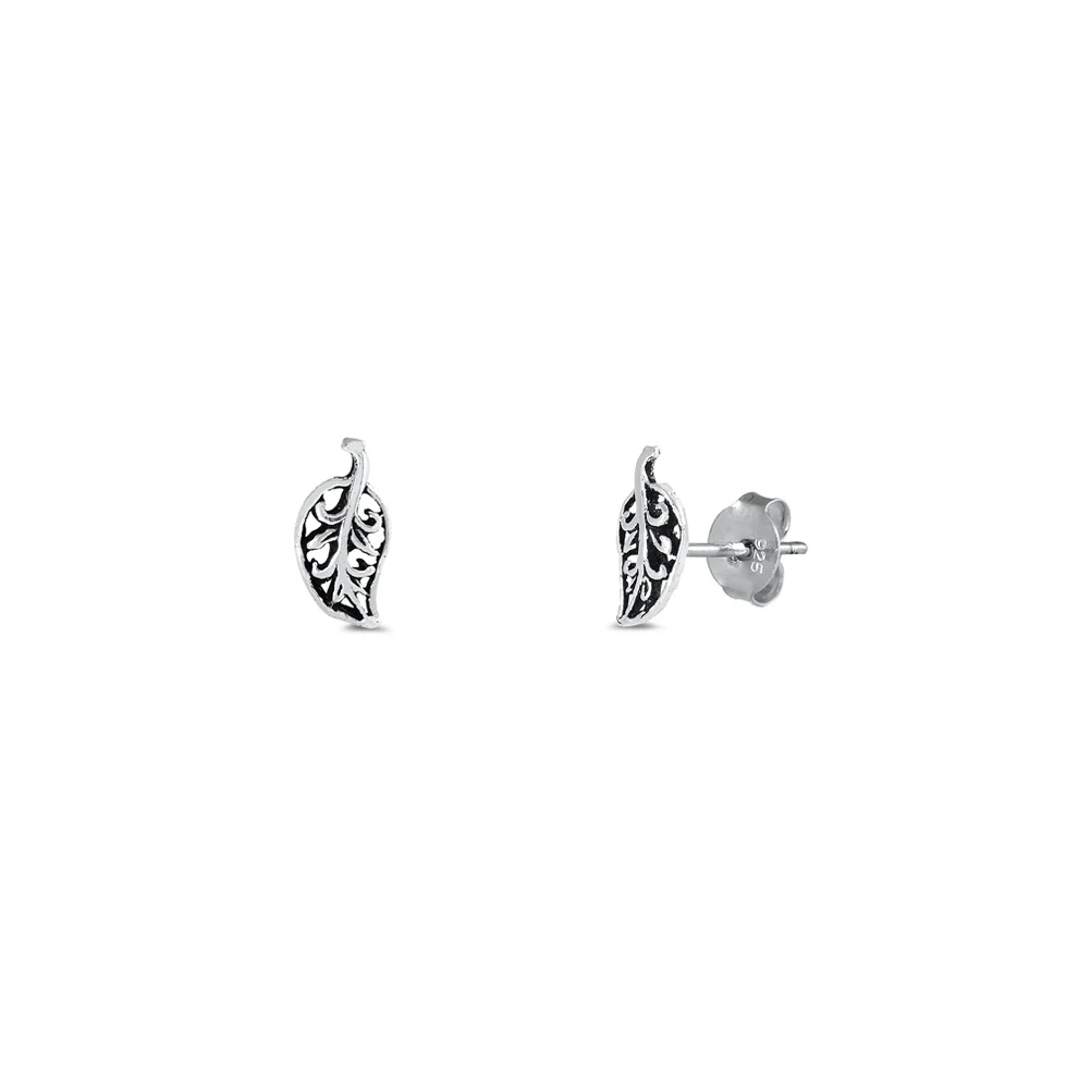 Sterling Silver Leaf Stud Earrings