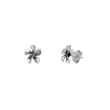 Sterling Silver Plumeria Stud Earrings