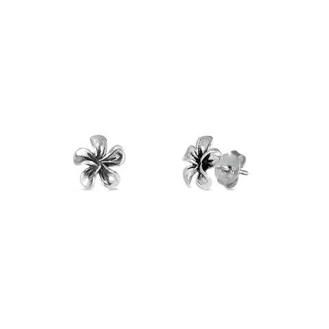 Sterling Silver Plumeria Stud Earrings