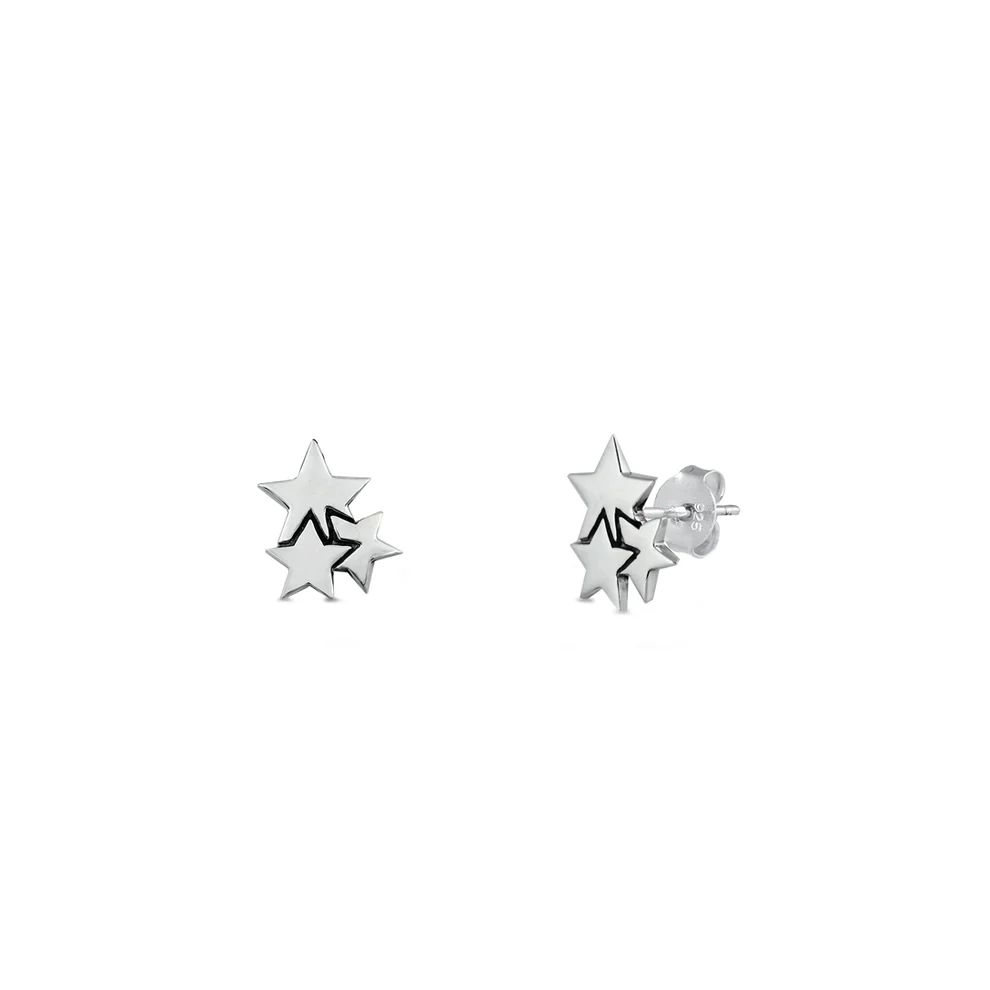 Sterling Silver Stars Stud Earrings