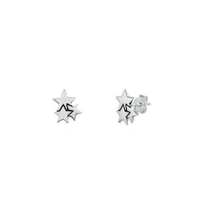 Sterling Silver Stars Stud Earrings