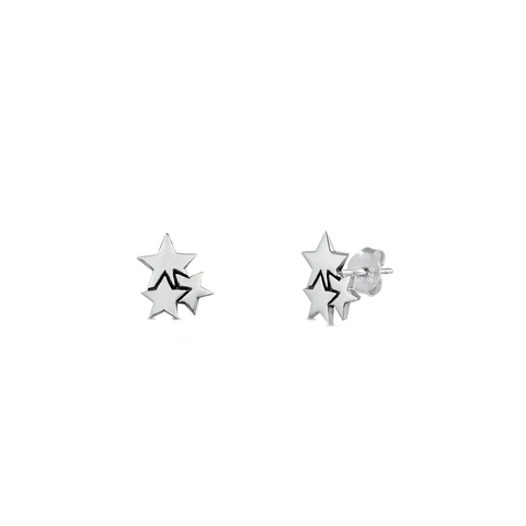 Sterling Silver Stars Stud Earrings