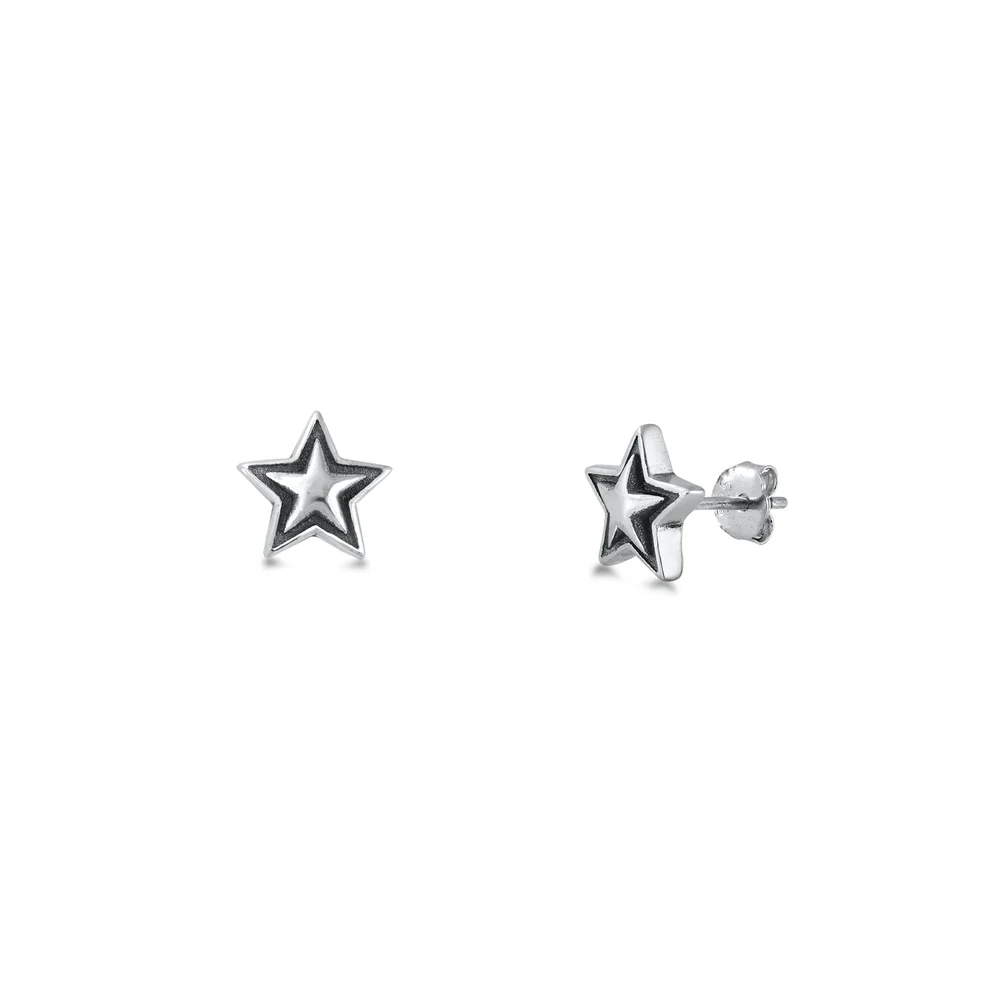 Sterling Silver Star Stud Earrings