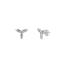 Load image into Gallery viewer, Sterling Silver Oxidized 8mm Whale Tail Stud Earrings