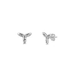 Sterling Silver Oxidized 8mm Whale Tail Stud Earrings