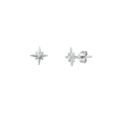 Load image into Gallery viewer, Sterling Silver Oxidized Twinkle Stars Clear CZ Stud Earrings