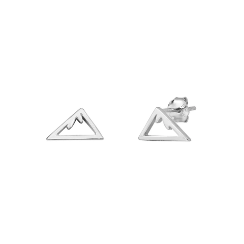 Sterling Silver Oxidized Mountain Stud Earrings