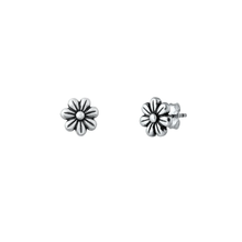 Load image into Gallery viewer, Sterling Silver Oxidized Flowers Stud Earrings