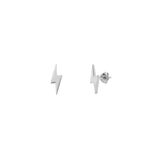 Load image into Gallery viewer, Sterling Silver Rhodium Plated Thunderbolt Stud Earrings