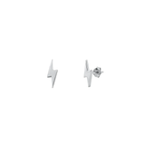 Sterling Silver Rhodium Plated Thunderbolt Stud Earrings