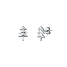 Load image into Gallery viewer, Sterling Silver Rhodium Plated Christmas Tree Stud Earrings