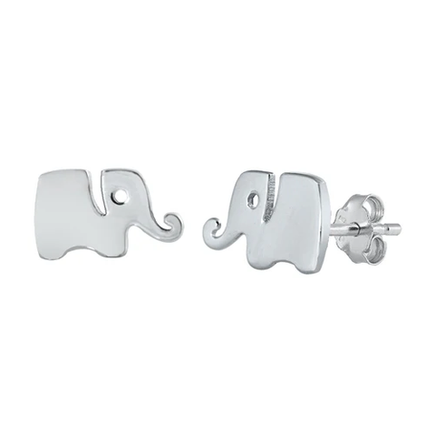 Sterling Silver Oxidized Elephant Stud Earrings