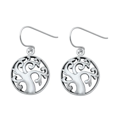 Sterling Silver Oxidized Tree Assorted Plain Earrings