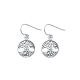Sterling Silver Oxidized 17mm Tree Of Life Assorted Plain Earrings