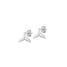 Load image into Gallery viewer, Sterling Silver Oxidized Whale Tail Stud Earrings